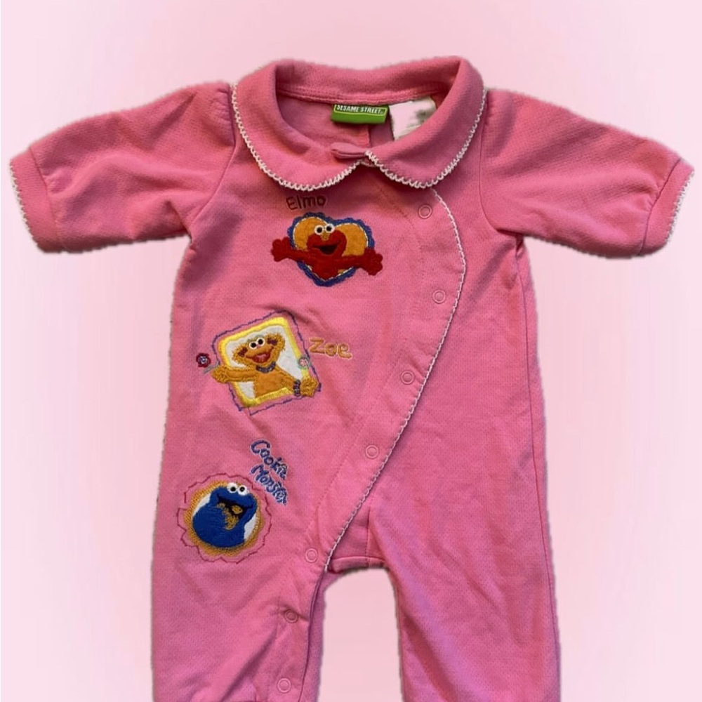 Sesame Street Pink Footies One Piece